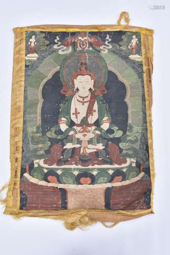 A 18/19TH C. TIBETAN THANGKA ON SILK