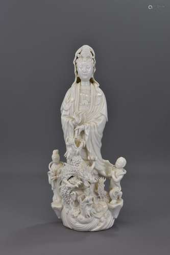 A CHINESE BLANC DE CHINE FIGURE OF GUANYIN