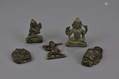 FIVE SOUTHEAST ASIN BRONZE FIGURES