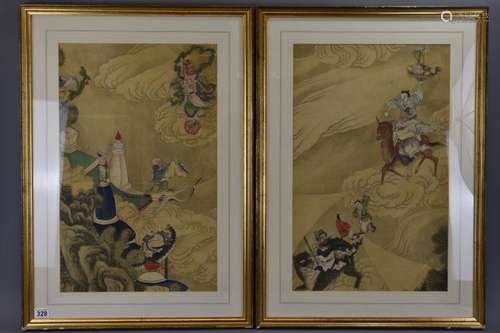 PAIR OF CHINESE FRAMED PAINTINGS