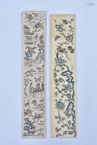 TWO CHINESE EMBRIODERED WALL HANGINGS