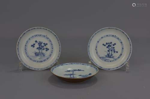 THREE CHINESE PORCELAIN SAUCERS