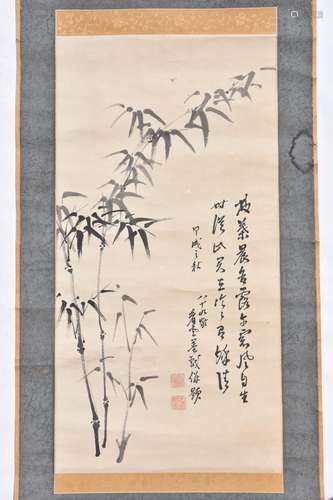 A CHINESE INK ON PAPER IN SCROLL