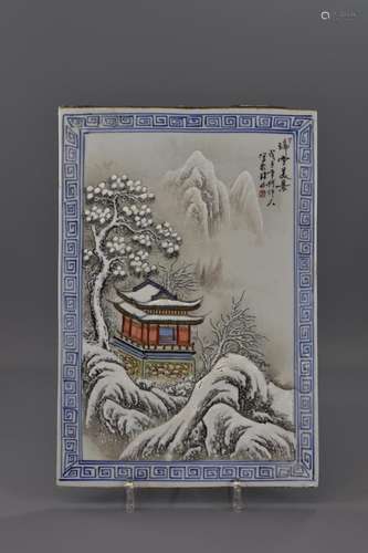 A CHINESE PORCELAIN PLAQUE