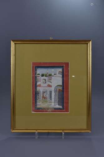 AN INDIAN FRAMED WATERCOLOUR