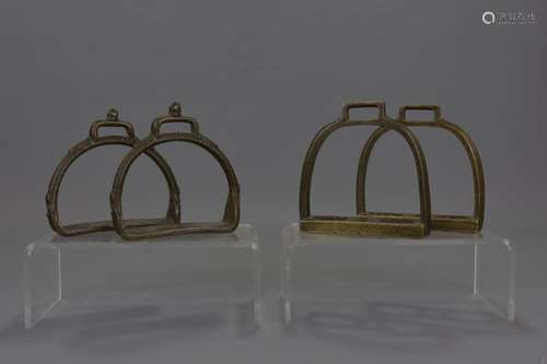 TWO PAIRS OF MIDDLE EASTERN BRONZE HORSE STIRRUPS