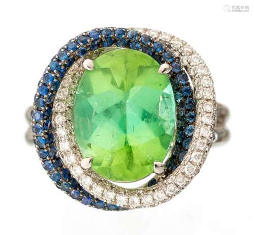 Bague Elke Berr Creations en or blanc .750 avec une tourmaline mint 5.35 ct