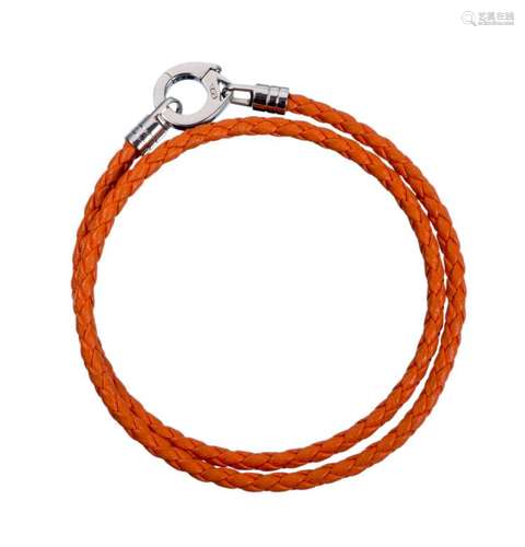 Enigma by Gianni Bulgari, bracelet double tour en cuir orange