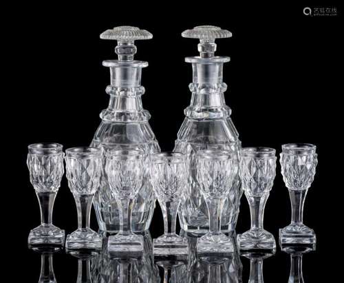 Baccarat, service à liqueur, modèle aux pointes de diamants, époque Restauration