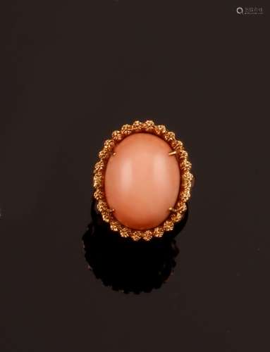 Coral and gold ring