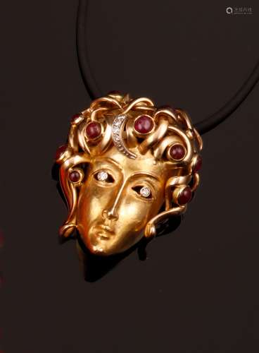 Ruby, diamond and gold pendant