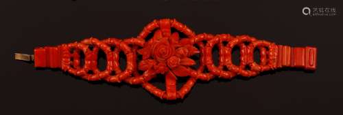 Carved coral bracelet