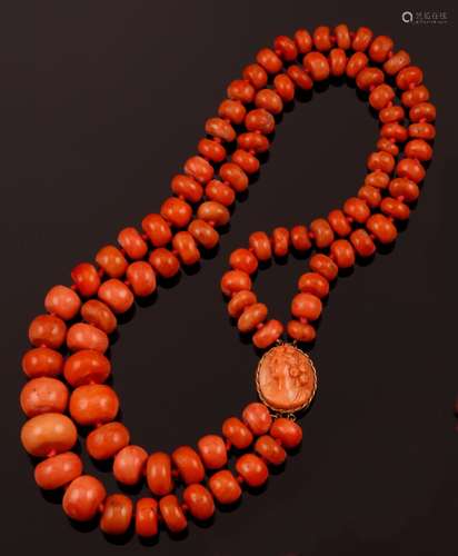 Coral double-strand necklace