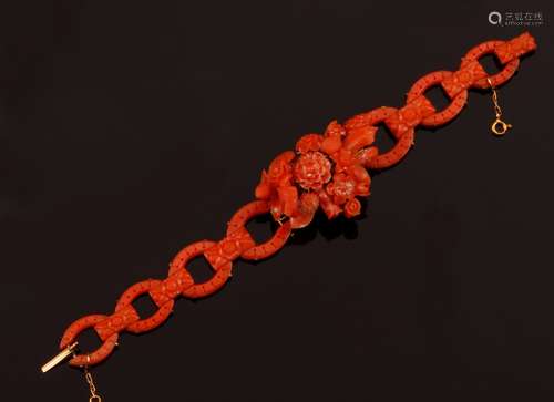 Carved coral bracelet