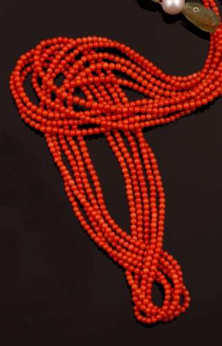 Multi-strand coral necklace