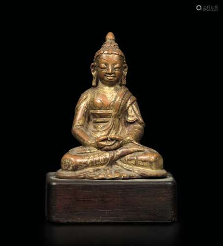 A gilt bronze Amitayus figure, Tibet, 13th-14th century