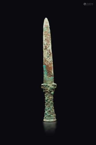 A bronze dagger with a spiral decoration on the handle, China, Han Dynasty (206 b.C.-220 A.D.)