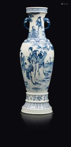 A blue and white porcelain vase with Guanyin depictions, China, Qing Dynasty, 19th century