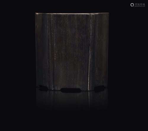 A hexagonal bamboo wood brush holder, China, Qing Dynasty, Qianlong period (1736-1796)