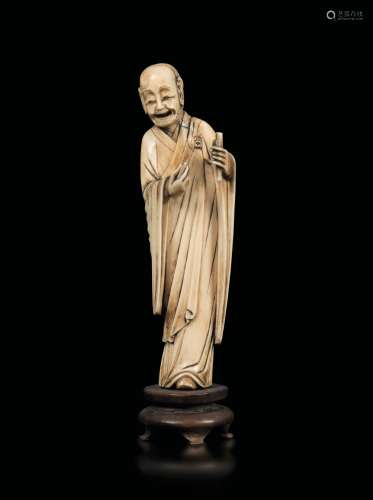 A carved ivory figure of a wiseman, China, Ming Dynasty, late 17th century