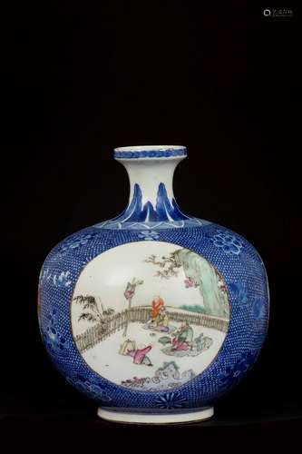 A polychrome glazed porcelain vase depicting court life scenes, China, Qing Dynasty, late 19th century