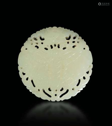 A white jade pendant with a butterflies decoration, China, Qing Dynasty, 19th century