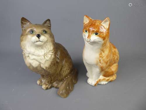 Two Pottery Cats, a 'Beswick' grey Persian, model no. 1867 (marks to base), the other a 'Babbacombe, Devon' ginger (marks to base), both approx 21 cms.