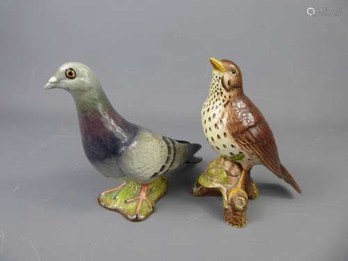 Two Vintage Beswick Birds, a Pigeon, model no. 1383  and a Song Thrush, model no. 2308, both approx 15 cms.