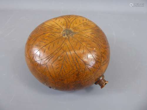 A 19th Century Corsican Gourd Flask, engraved 