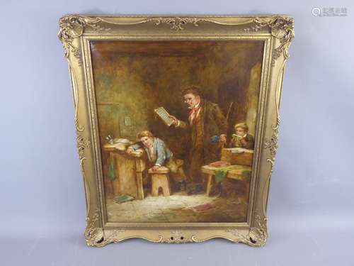 Mark William Langlois Exh (1862-1873) Charming Oil on Canvas, depicting a school, approx 40 x 50 cms, presented in a gold-painted frame, signed lower right.