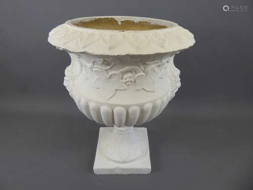 A Painted Ceramic Ornamental Garden Urn. The urn stands approx 53 cms high and is approx 42 cms dia.