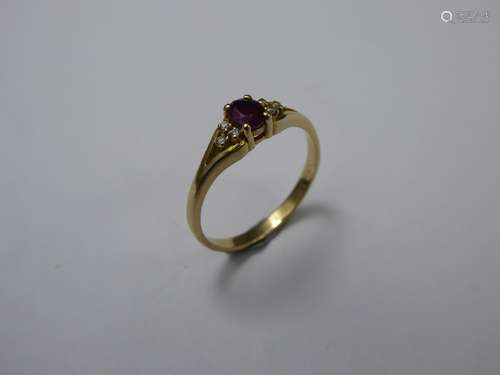 A 14 ct Yellow Gold Ruby and Zircon Ring, size N, approx 2 gms together with a Gems Gallery International Certificate.