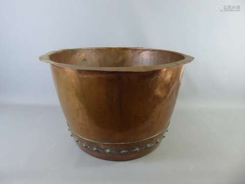 A 19th Century Large Industrial Copper Bowl/Planter, the planter having heavy riveted design, approx 50 cms dia x 32 cms high.