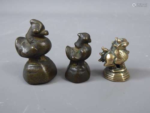 Three Antique Bronze Burmese Opium Weights.