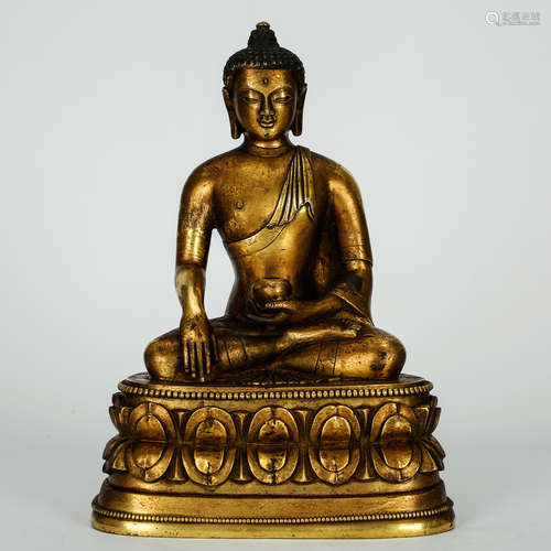 CHINESE GILT BRONZE SHAKYAMUNI