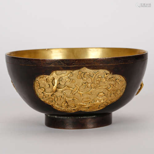 CHINESE GILT BRONZE BOWL