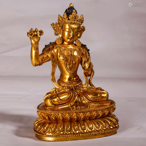 CHINESE GILT BRONZE SEATED VAJRAPANI