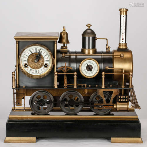 FRENCH BRONZE LOCOMOTIVE CLOCK