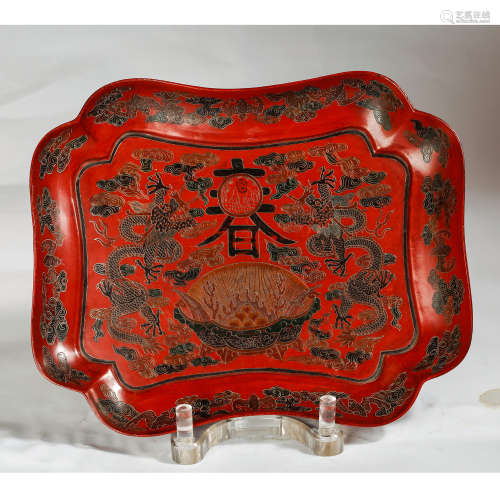 CHINESE CINNABAR LACQUER TRAY