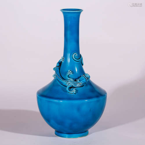 CHINESE BLUE GLAZED DRAGON VASE