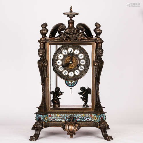 BRONZE CLOISONNE CLOCK