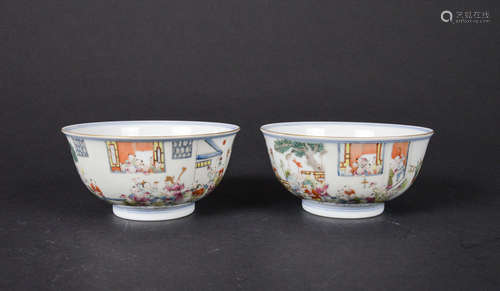 CHINESE FAMILLE ROSE PORCELAIN BOWLS