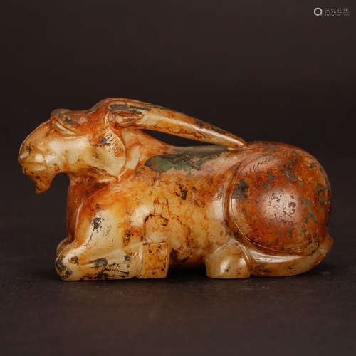 CHINESE JADE RECUMBENT GOAT