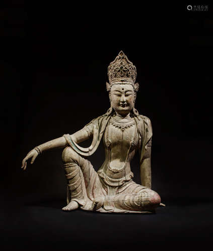 CHINESE WOOD FIGURE OF GUANYIN