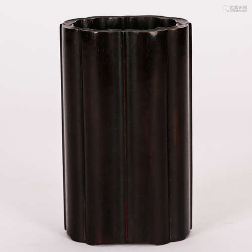 CHINESE HARDWOOD BRUSH POT