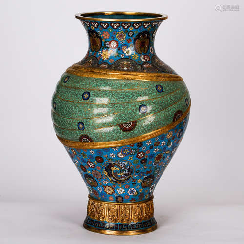 CHINESE CLOISONNE ENAMEL ZUN VASE