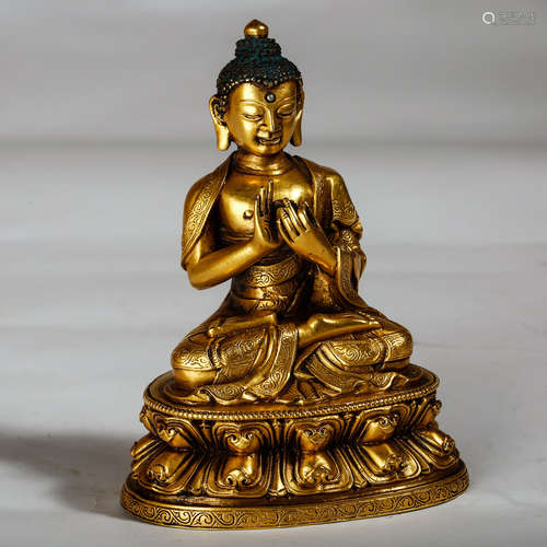 CHINESE GILT BRONZE SHAKYAMUNI