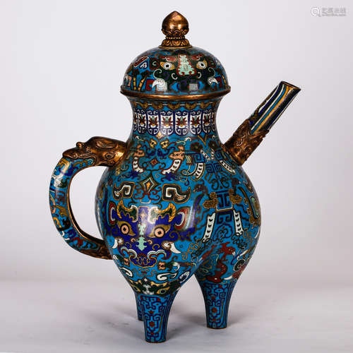 CHINESE CLOISONNE ARCHAIC STYLE WINE VESSEL