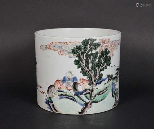 CHINESE FAMILLE ROSE PORCELAIN BRUSH POT