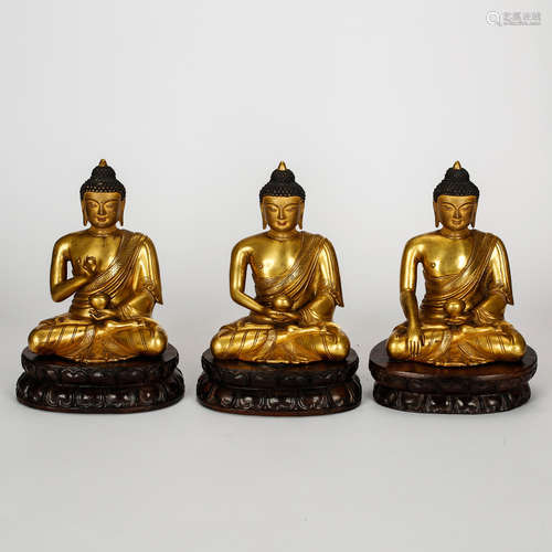 CHINESE GILT BRONZE SHAKYAMUNI